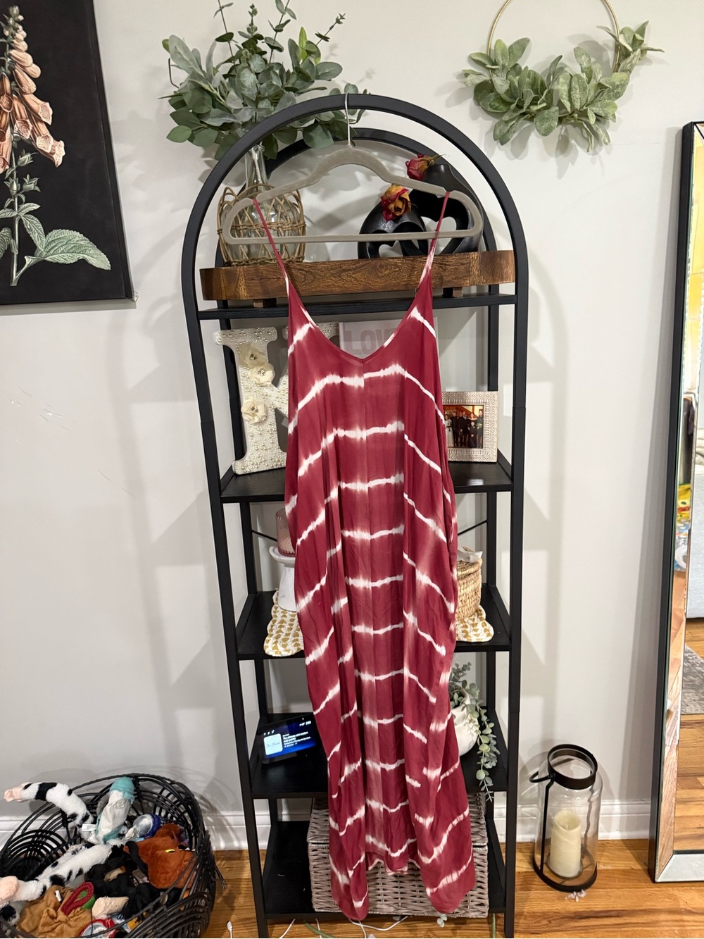 lovestitch Burgundy and White Tie-Dye Maxi Slip Dress size small medium